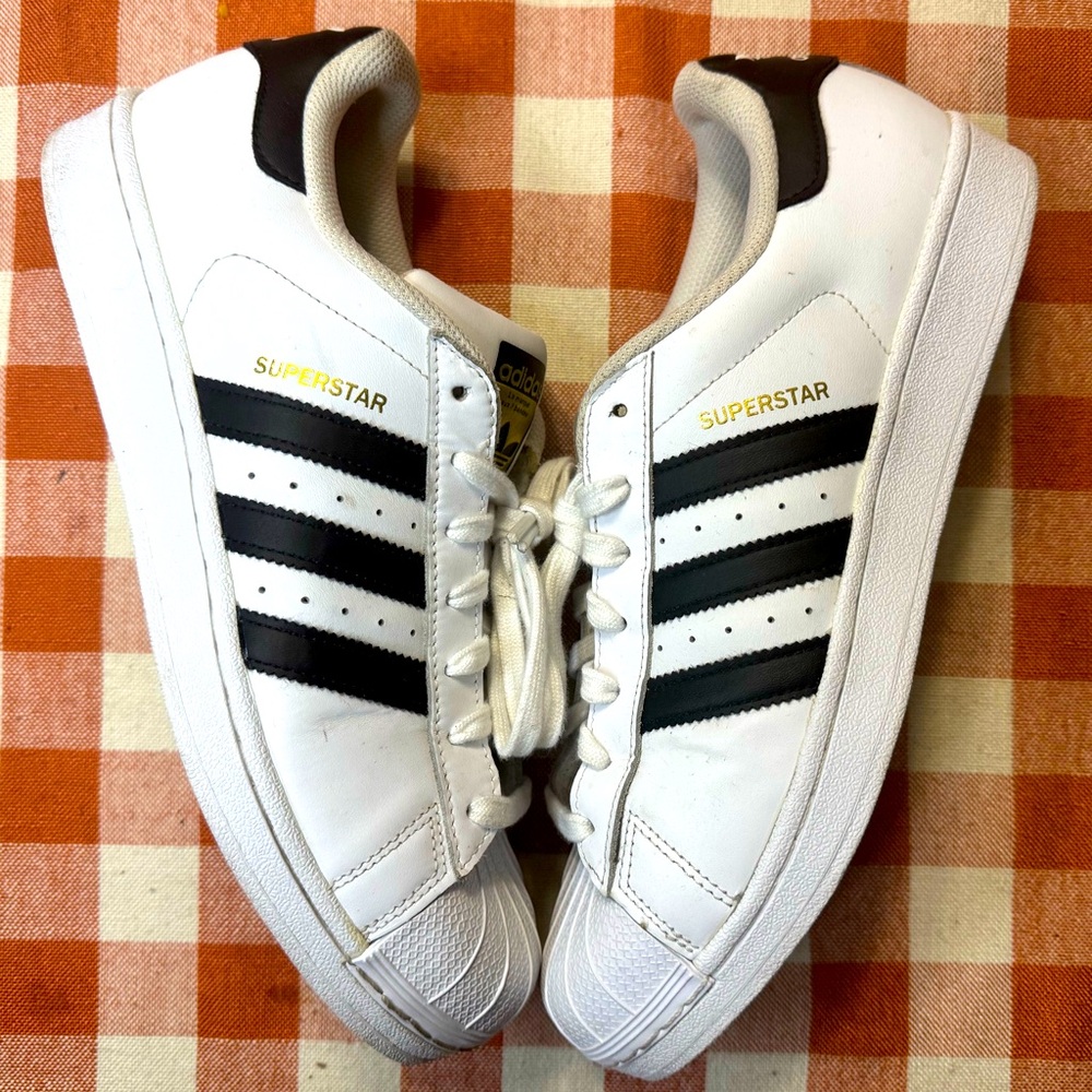 adidas Superstar ADV Shoes White, Size 10, No Box, Gold Tongue